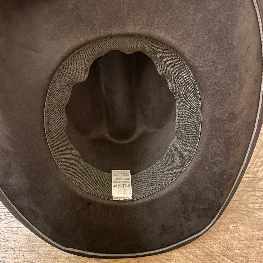 Nickoler Suede Western Cowgirl Hat for Women Black with Turquoise Accent Size L